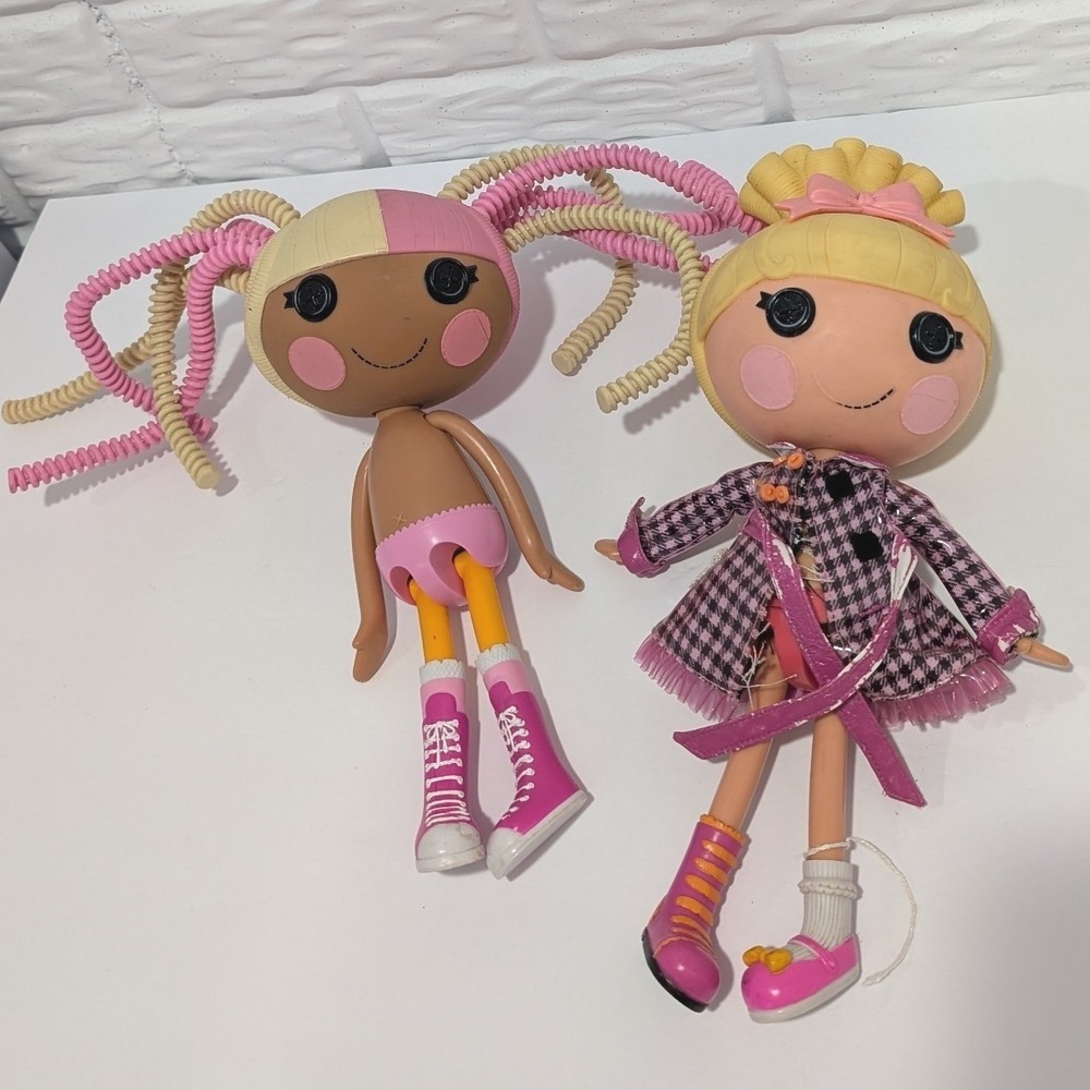 Lalaloopsy Silly Hair Dolls MGA Entertainment Button Eyes Blonde Pink Lot of 2